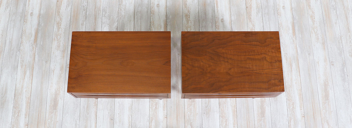 Mid-Century Modern Night Stands with Lacquered Bowtie Style Drawers
