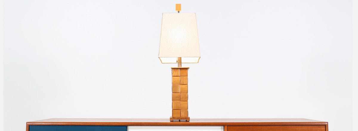 Paul Laszlo "Basket Weave" Table Lamp for Brown Saltman