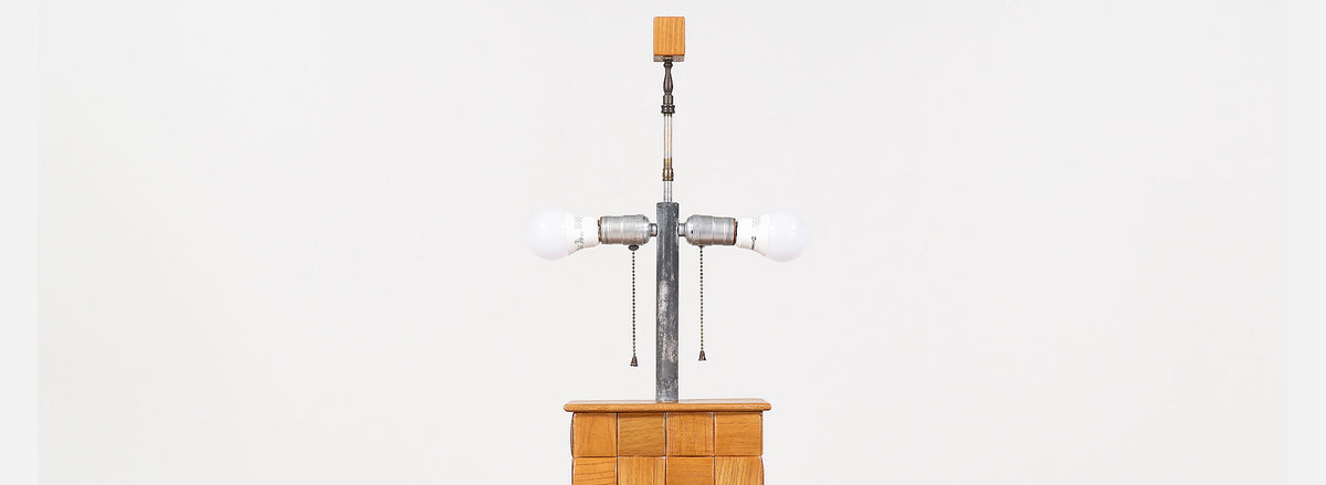 Paul Laszlo "Basket Weave" Table Lamp for Brown Saltman