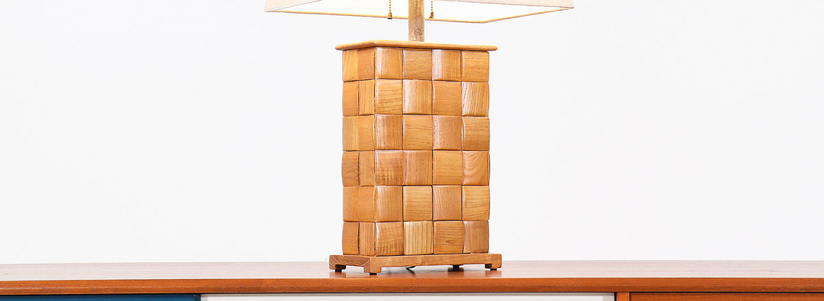 Paul Laszlo "Basket Weave" Table Lamp for Brown Saltman