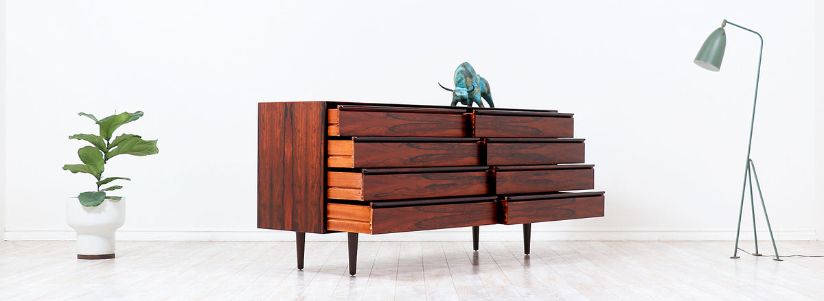 Mid-Century Modern Rosewood 8- Drawer Dresser by Westnofa
