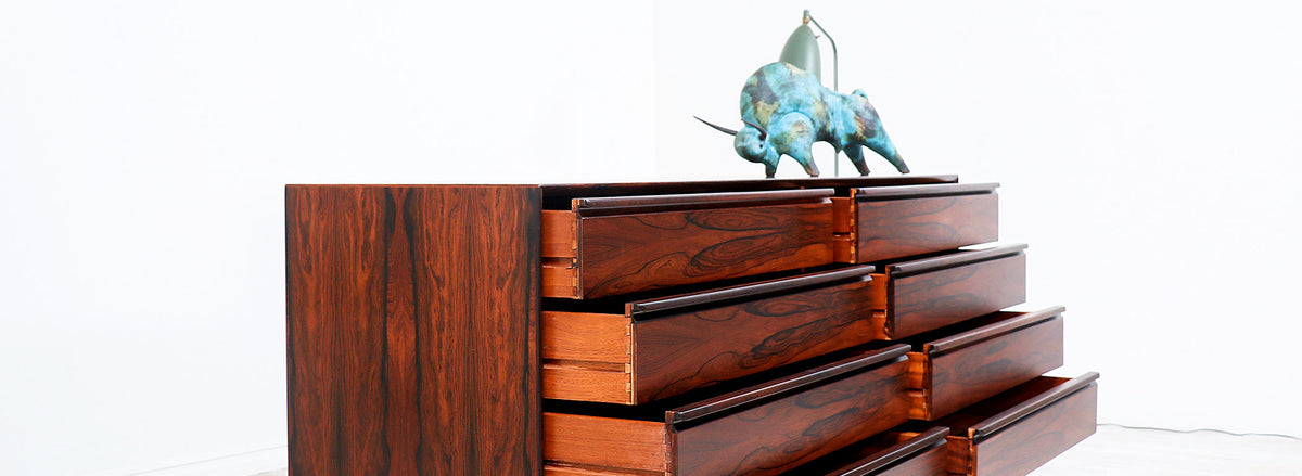 Mid-Century Modern Rosewood 8- Drawer Dresser by Westnofa