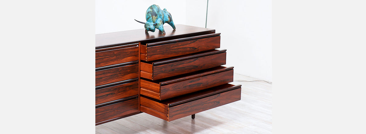 Mid-Century Modern Rosewood 8- Drawer Dresser by Westnofa