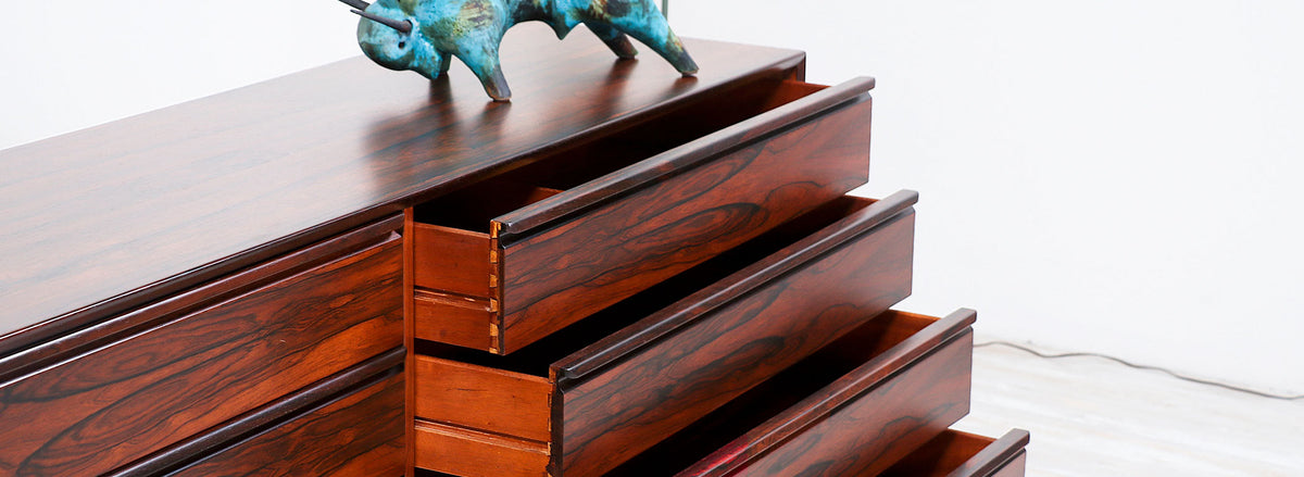 Mid-Century Modern Rosewood 8- Drawer Dresser by Westnofa