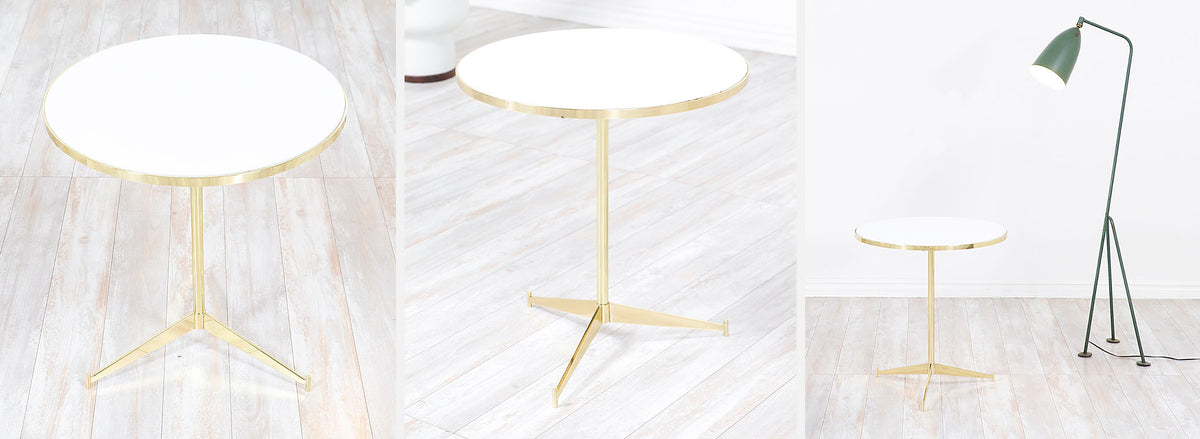 Paul McCobb ”Cigarette” Brass Tripod Side Tables for Directional