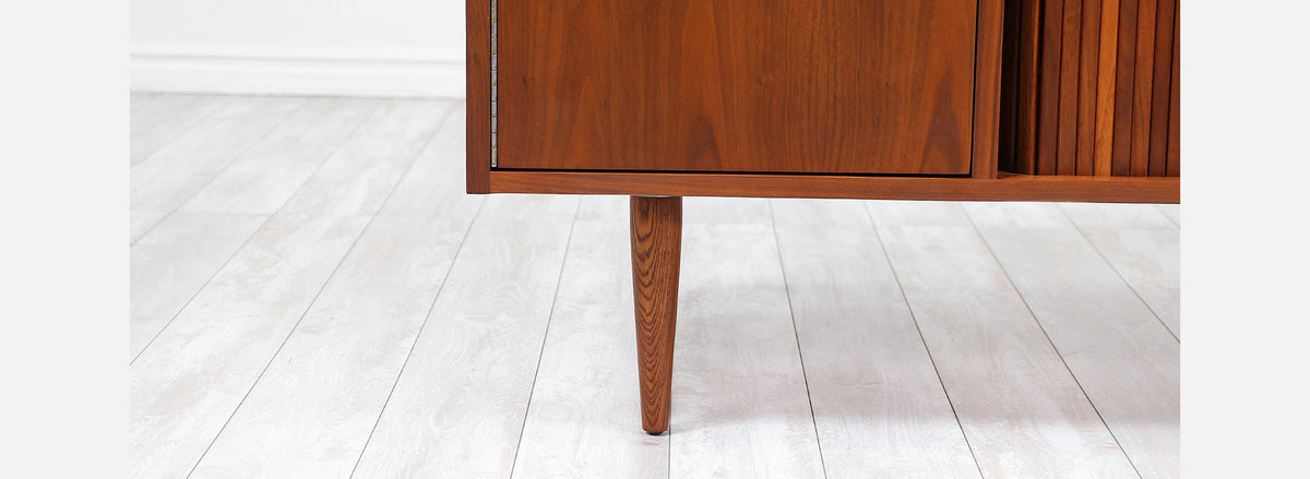Milo Baughman Tambour-Door Credenza with Lacquered Drawers for Glenn of California