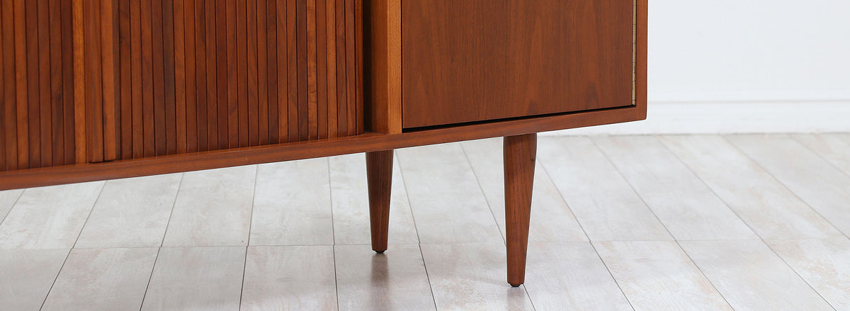 Milo Baughman Tambour-Door Credenza with Lacquered Drawers for Glenn of California
