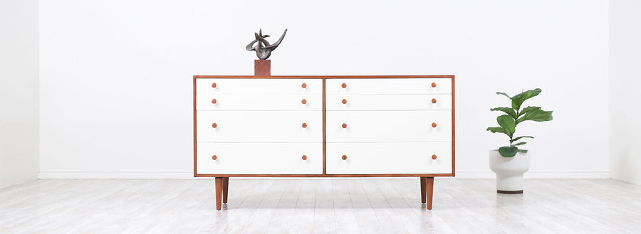 Milo Baughman Two-Tone Lacquered & Walnut Dresser for Glenn of California 3