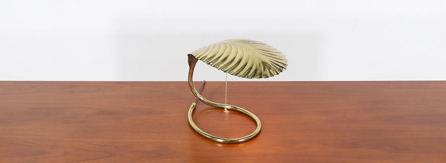 Mid-Century Modern Brass Leaf Style Desk Lamp