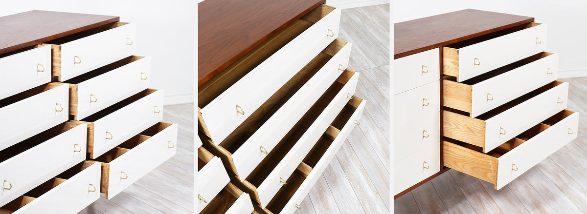 Milo Baughman Two-Tone Lacquered & Walnut 8-Drawer Dresser for Glenn of California