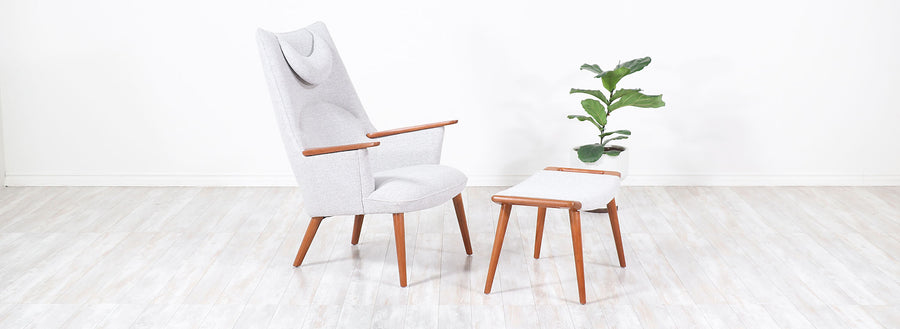 Hans J. Wegner "Mama Bear" Lounge Chair with Ottoman for A.P. Stolen