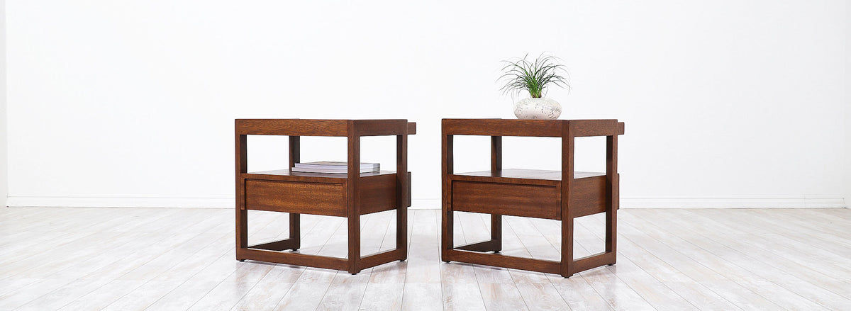 Paul Laszlo Two-Tier Night Stands for Brown Saltman