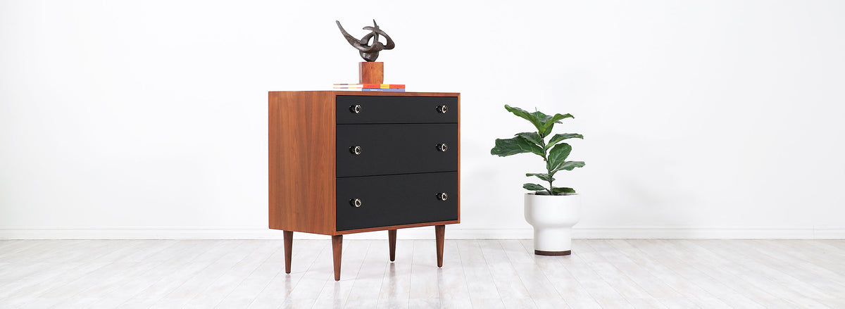 Greta M. Grossman Two-Tone Lacquered & Walnut Chests for Glenn of California