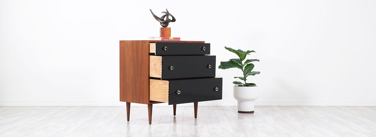 Greta M. Grossman Two-Tone Lacquered & Walnut Chests for Glenn of California