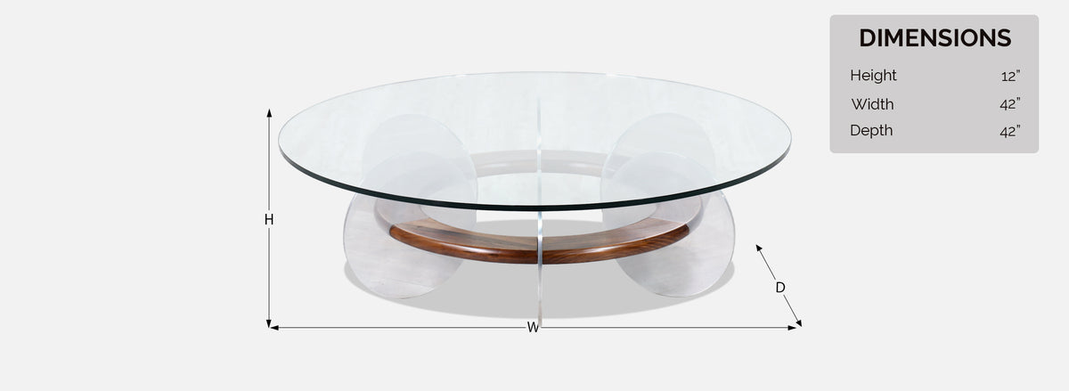 Mid-Century Modern Disc Style Aluminum & Walnut Coffee Table