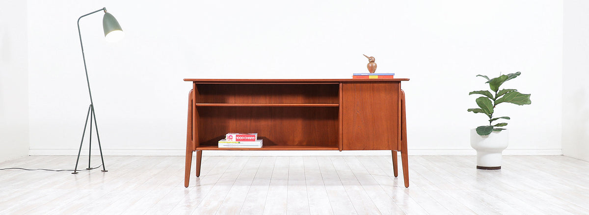 Svend A. Madsen Executive Teak Desk with Bookshelf for Sigurd Hansen 