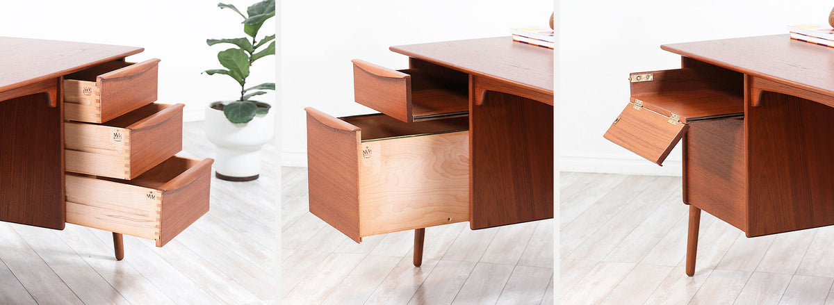 Svend A. Madsen Executive Teak Desk with Bookshelf for Sigurd Hansen 