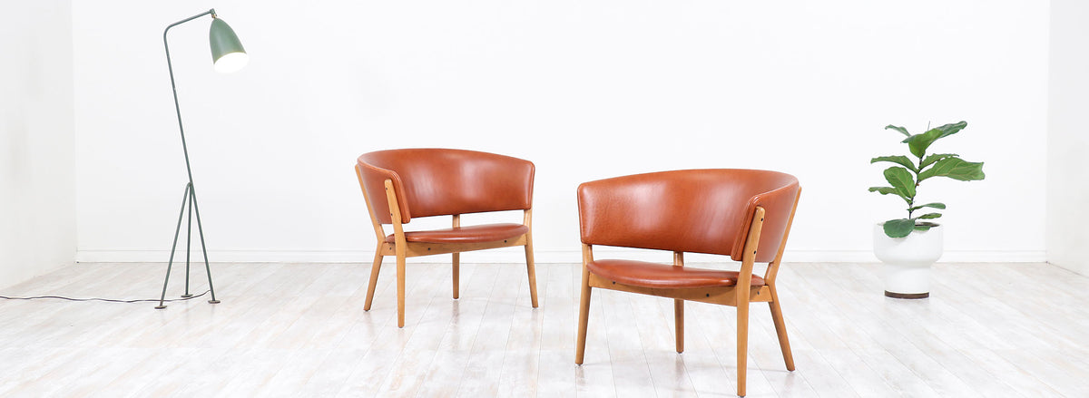 Nanna Ditzel ND-83 Leather Lounge Chairs for Søren Willadsen 