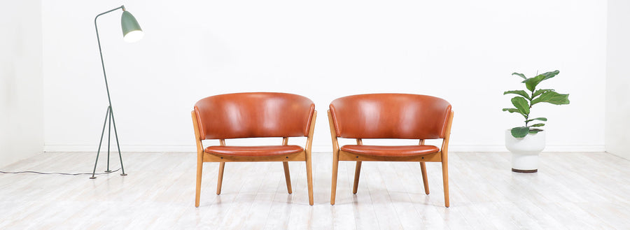 Nanna Ditzel ND-83 Leather Lounge Chairs for Søren Willadsen 