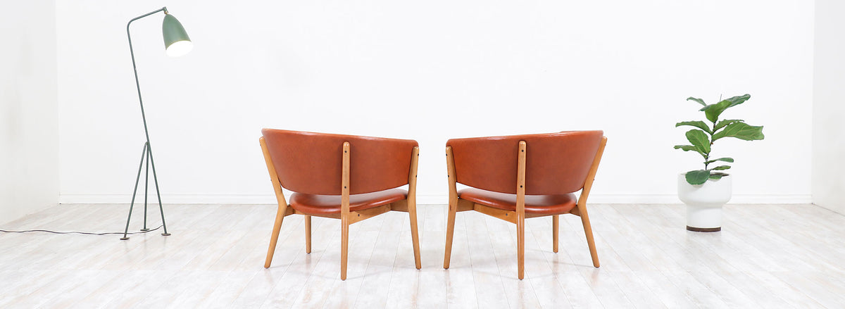 Nanna Ditzel ND-83 Leather Lounge Chairs for Søren Willadsen 