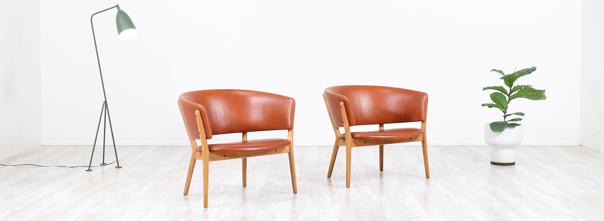 Nanna Ditzel ND-83 Leather Lounge Chairs for Søren Willadsen 