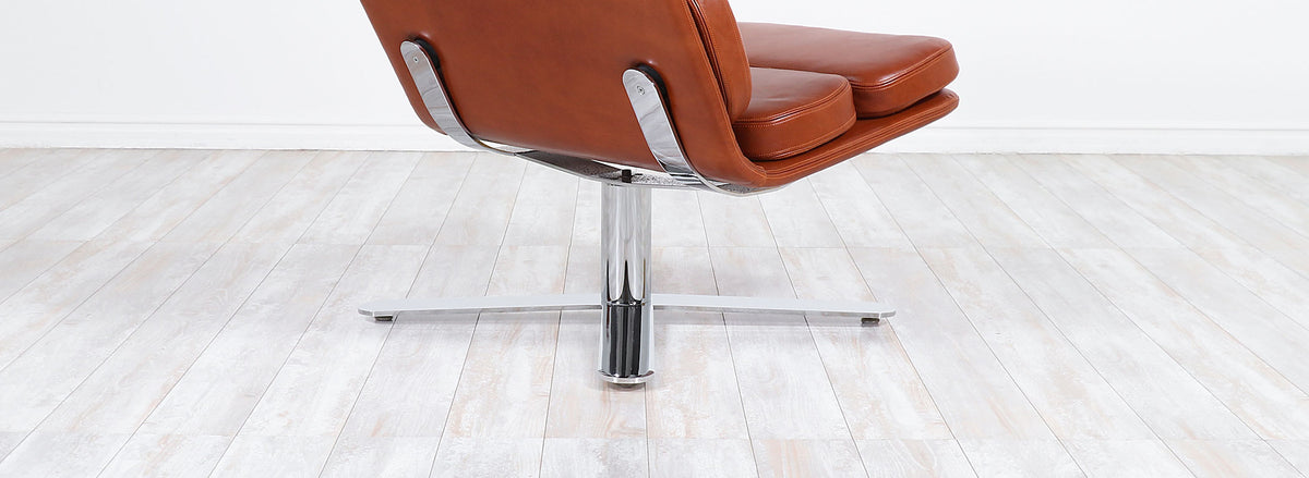 John Follis “Solo” Cognac Leather Lounge Chairs for Fortress