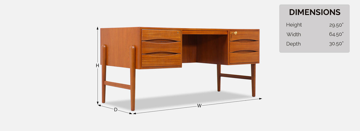 Danish Modern Executive Teak Desk with Bookshelf by Christian Møller