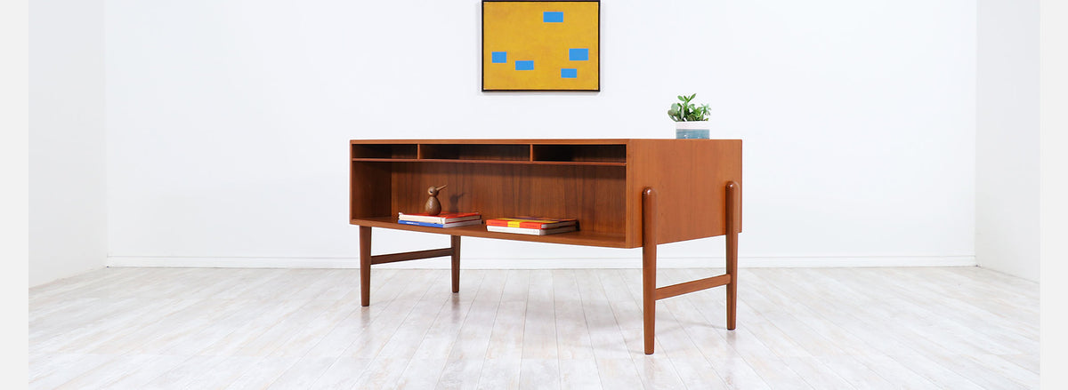 Danish Modern Executive Teak Desk with Bookshelf by Christian Møller
