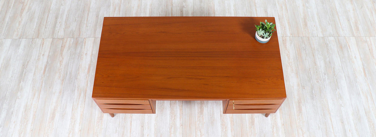 Danish Modern Executive Teak Desk with Bookshelf by Christian Møller