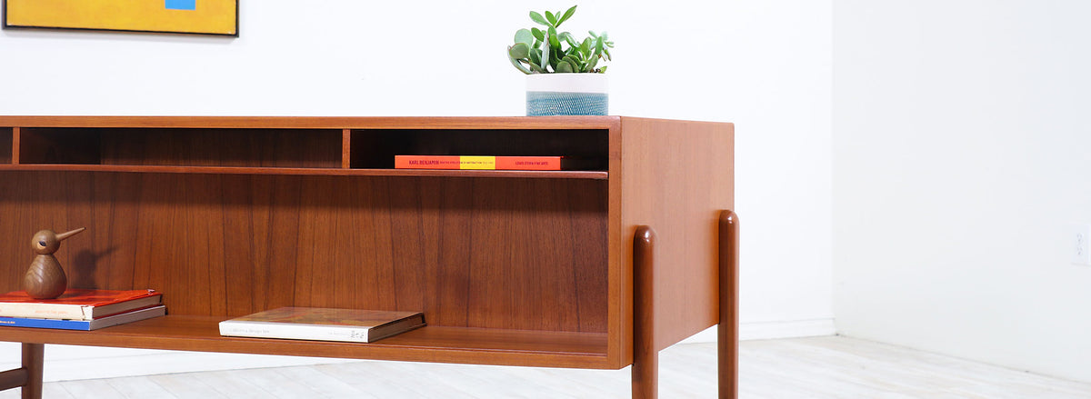 Danish Modern Executive Teak Desk with Bookshelf by Christian Møller