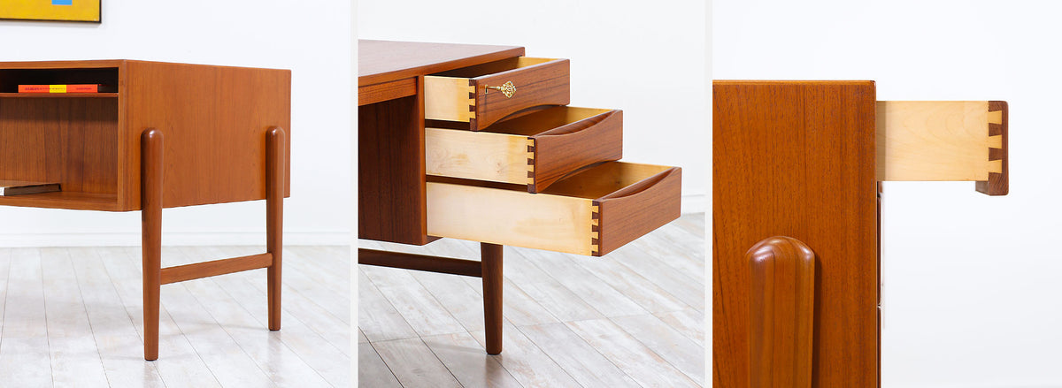Danish Modern Executive Teak Desk with Bookshelf by Christian Møller