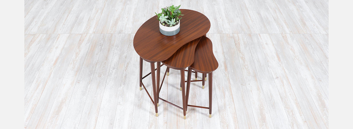 Edmund Jørgensen Kidney Style Nesting Tables for Møbelfabriken Gorm 