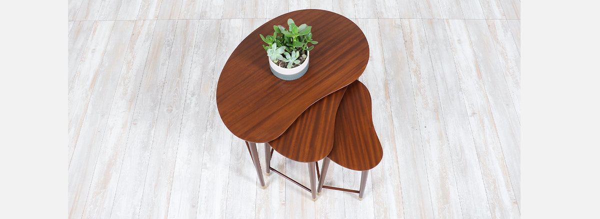 Edmund Jørgensen Kidney Style Nesting Tables for Møbelfabriken Gorm 