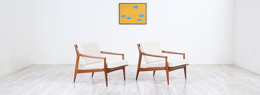 Milo Baughman Sculpted Walnut Lounge Chairs for Thayer Coggin 