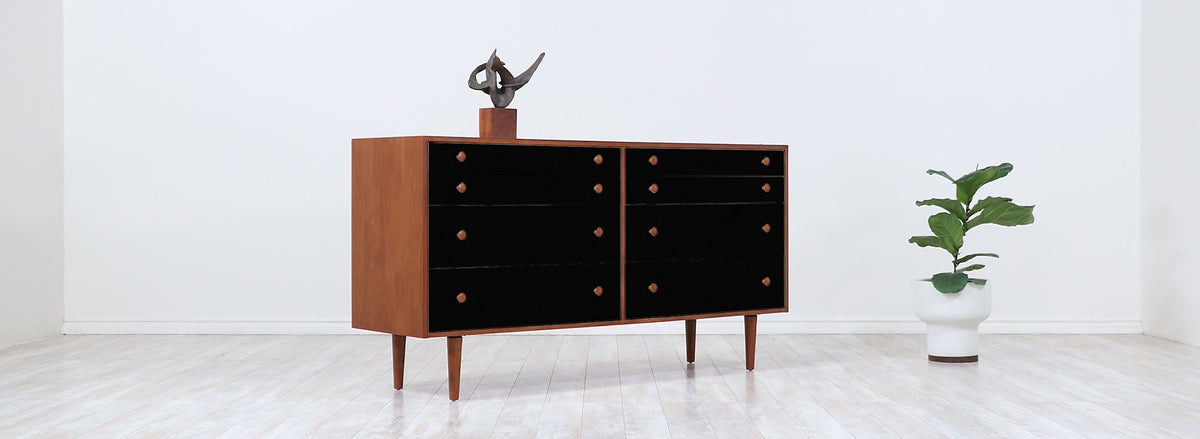 Milo Baughman Two-Tone Lacquered and Walnut Dresser for Glenn of California