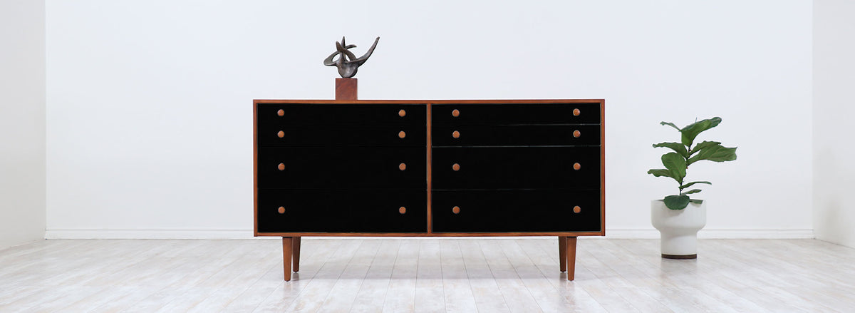 Milo Baughman Two-Tone Lacquered and Walnut Dresser for Glenn of California