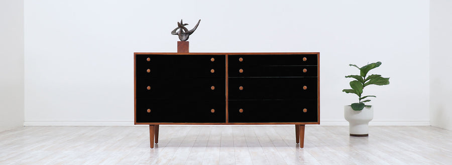 Milo Baughman Two-Tone Lacquered and Walnut Dresser for Glenn of California