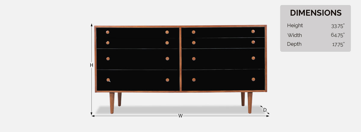 Milo Baughman Two-Tone Lacquered and Walnut Dresser for Glenn of California