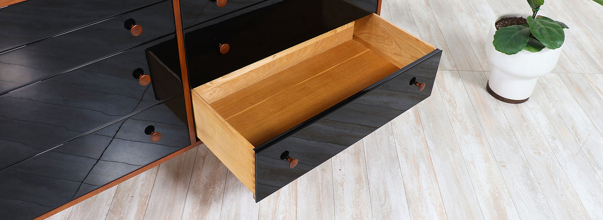 Milo Baughman Two-Tone Lacquered and Walnut Dresser for Glenn of California
