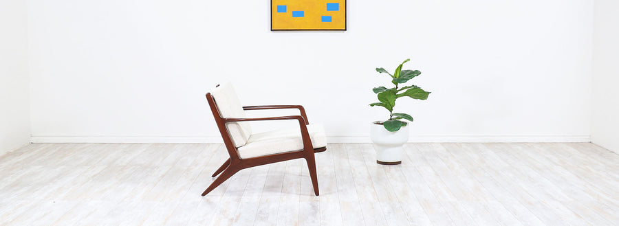 Ib Kofod-Larsen Sculptural Walnut Lounge Chair for Selig 