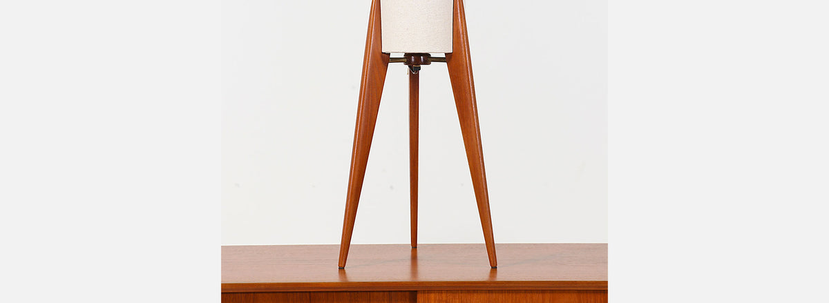 Danish Modern Tripod Teak Table Lamp