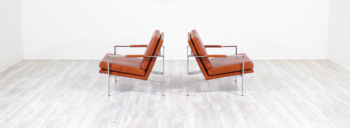 Milo Baughman Leather & Chrome Lounge Chairs for Thayer Coggin