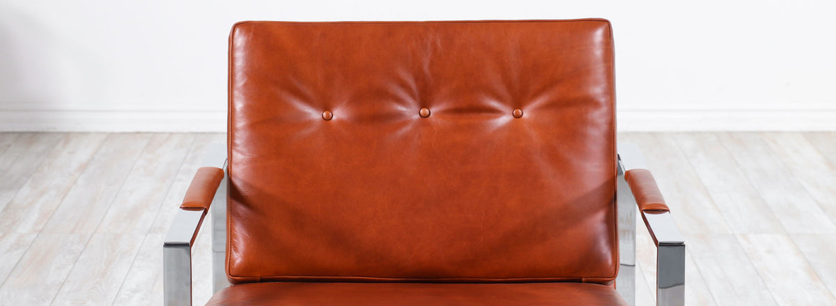 Milo Baughman Leather & Chrome Lounge Chairs for Thayer Coggin