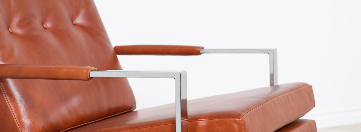 Milo Baughman Leather & Chrome Lounge Chairs for Thayer Coggin