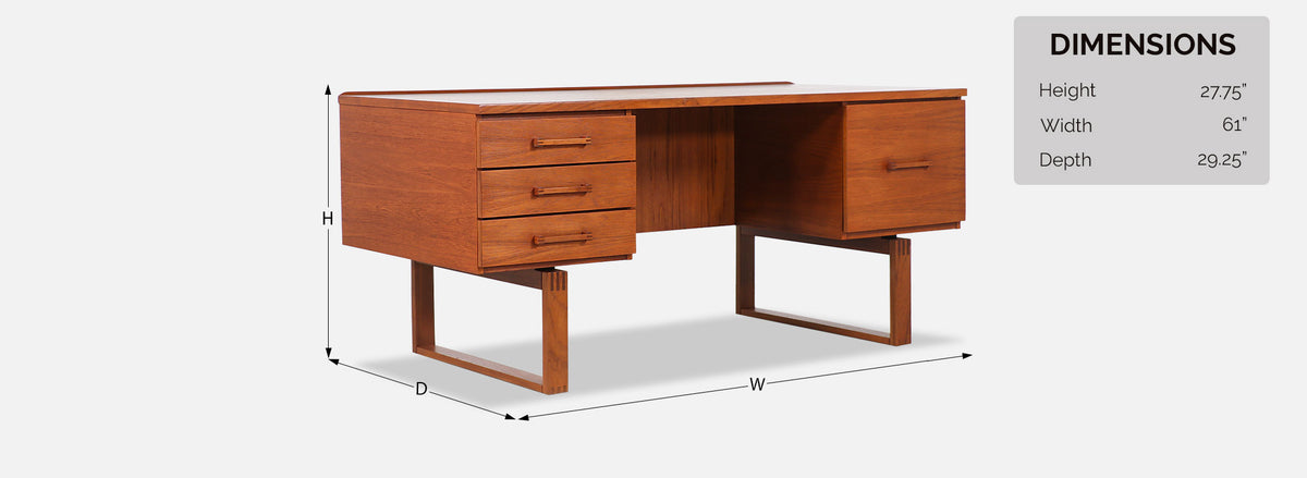 Henning Jensen & Torbin Valeur Executive Desk with Bookshelf for Dyrlund 