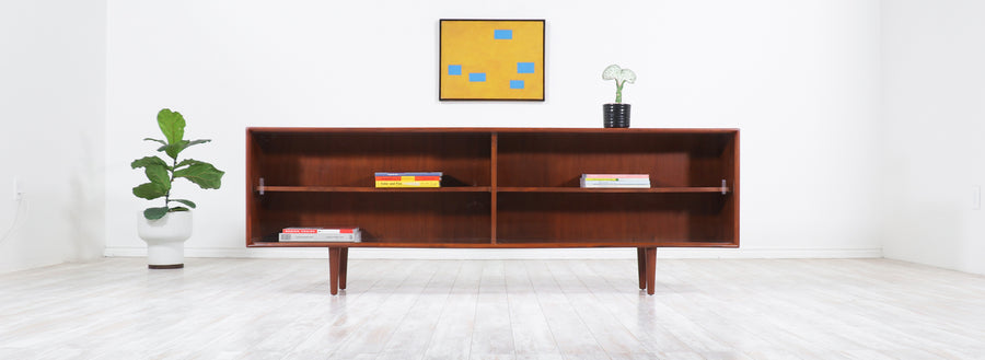 Danish Modern Glass Door Credenza/Bookcase by H.P. Hansen