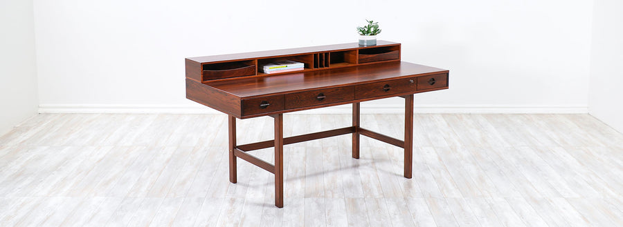 Danish Modern Flip-Top Executive Rosewood Desk by Peter Løvig Nielsen