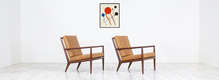 T.H. Robsjohn-Gibbings Leather Lounge Chairs for Widdicomb