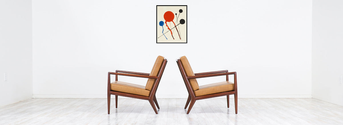 T.H. Robsjohn-Gibbings Leather Lounge Chairs for Widdicomb