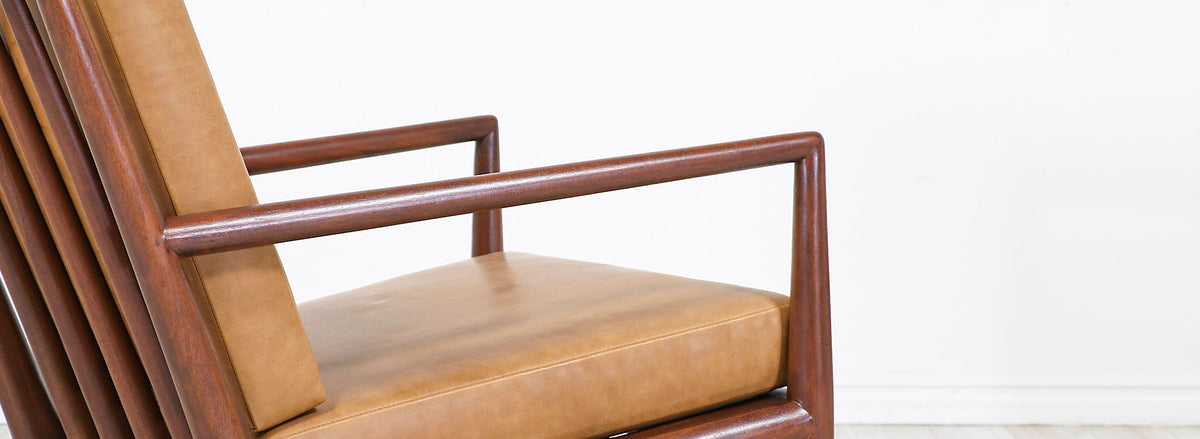 T.H. Robsjohn-Gibbings Leather Lounge Chairs for Widdicomb